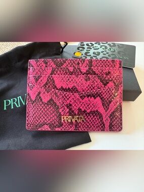 PRIVATA Hot Pink Snakeskin-Print Leather Wallet/Card Holder 🩷🐍